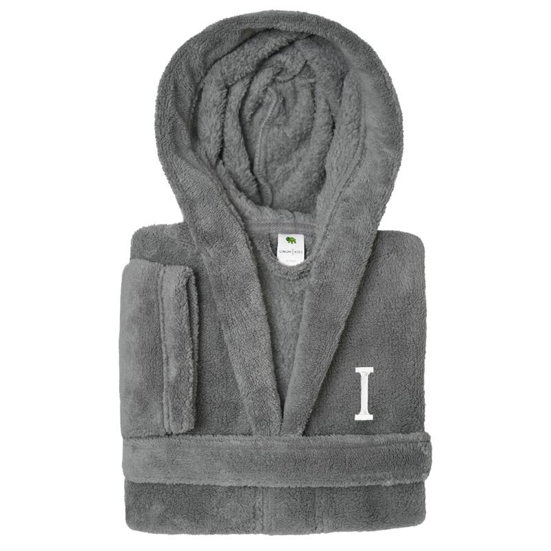Sweet Kids 100% Polyester SUPER PLUSH Double Brushed Hooded Bathrobe with White Bookman Monogram - Large - I