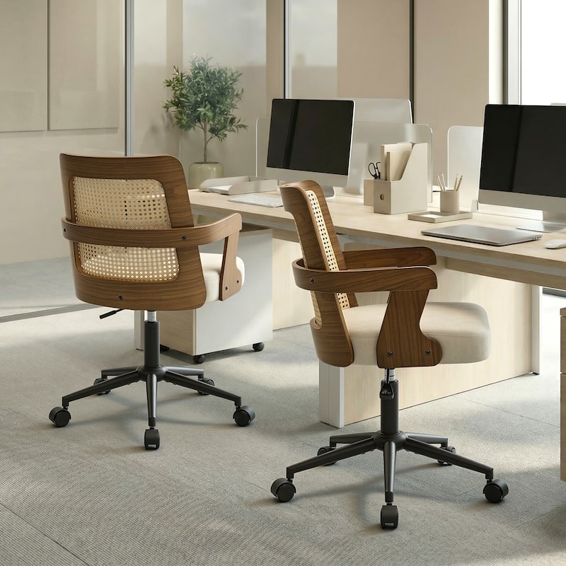 Swivel Home Office Chair Adjustable Height Desk Chair with Wheels and Armrests - 32.7"-36.6"H x 19.9"W x 22.8"D