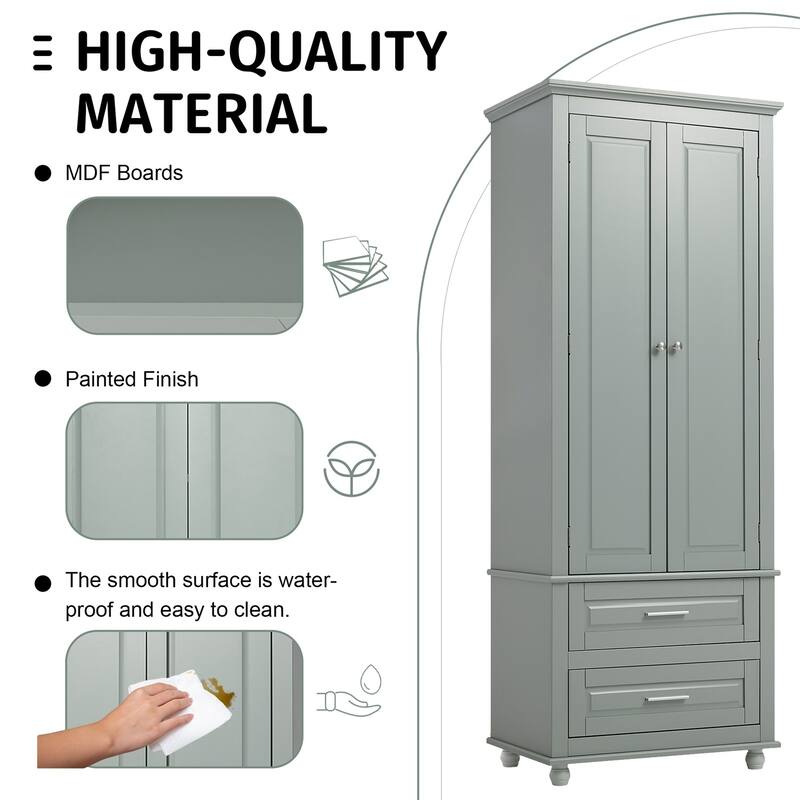 Merax Tall Storage Cabinet with Two Drawers