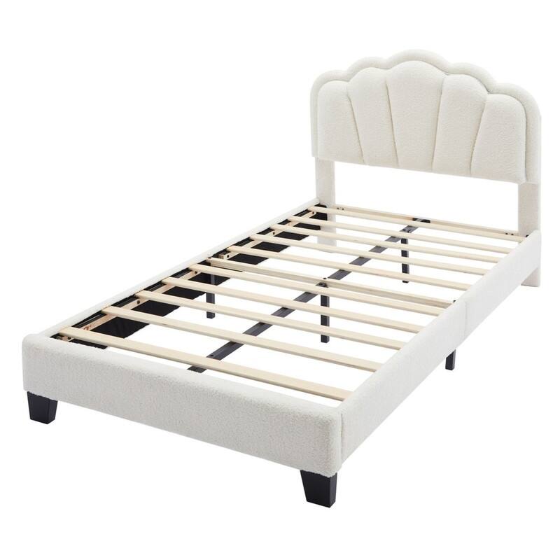 2/3/4-Pc Bedroom Sets Twin/Queen White Platform Bed w/LED/Nightstands/Ottoman/Headboard - Sherpa/High Gloss/Retro/Wood/Acrylic