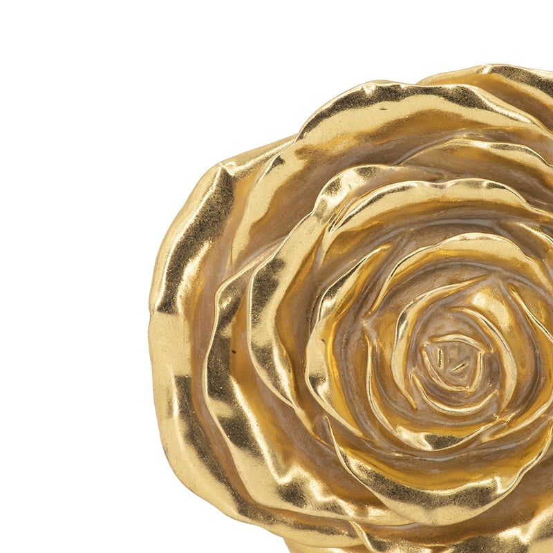 Contemporary Rose Hanging Wall Decor with Gold Resin Floral Sculpture, for Living Room Hallway Bedroom Office