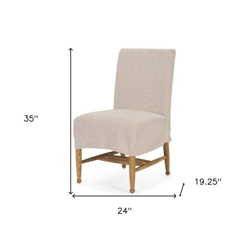 HomeRoots Beige And Brown Upholstered Fabric Open Back Dining Side Chair - 24.00 in. x 35.00 in. x 19.25 in.