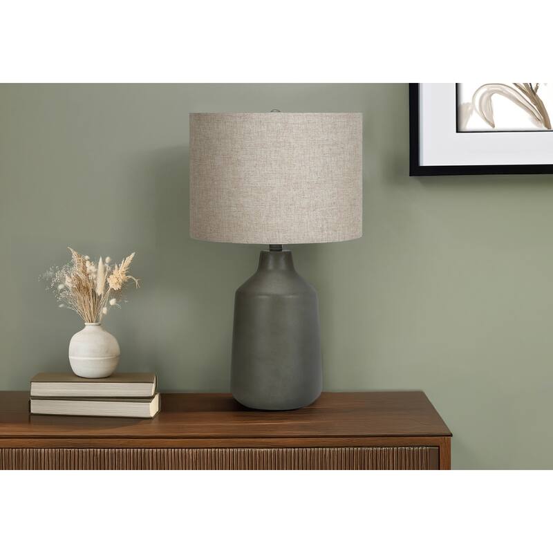 Lighting, 24"h, Table Lamp, Grey Concrete, Beige Shade, Contemporary