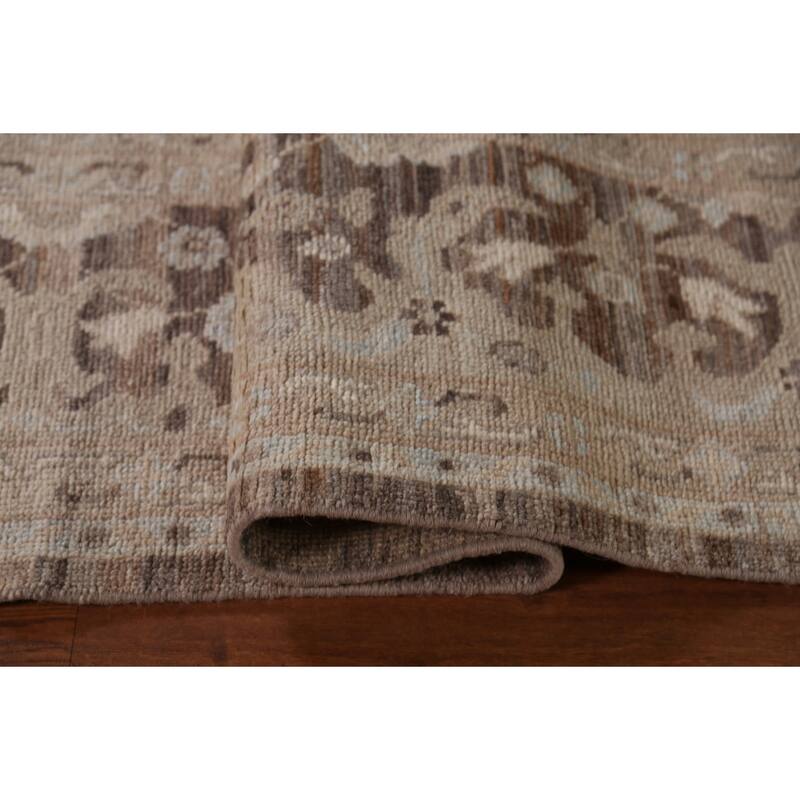 Vegetable Dye Oushak Turkish Area Rug Blue Hand-Knotted Wool Carpet - 8'2"x 9'10"