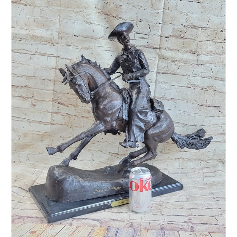 Frederic Remington Cowboy On Horseback Bronze Sculpture Statue Western Decor