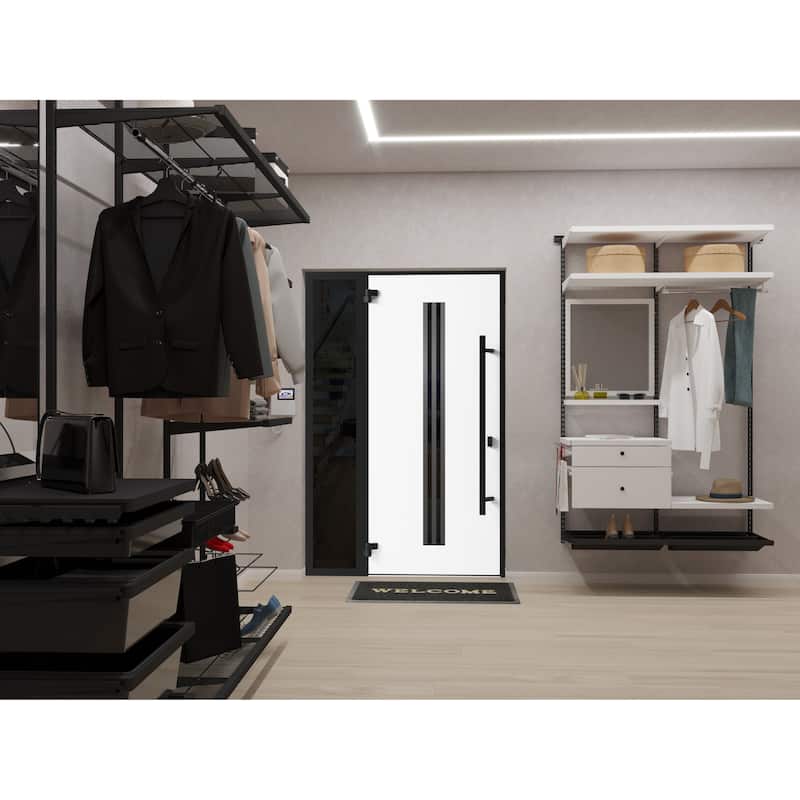 Front Exterior Prehung Steel Door Ronex 1055 Teak Entry Metal Painted W36xH80 Left hand Inswing