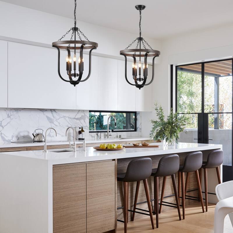 18.89-inch Elegant Farmhouse 5-Light Metal Pendant Light with Adjustable Height