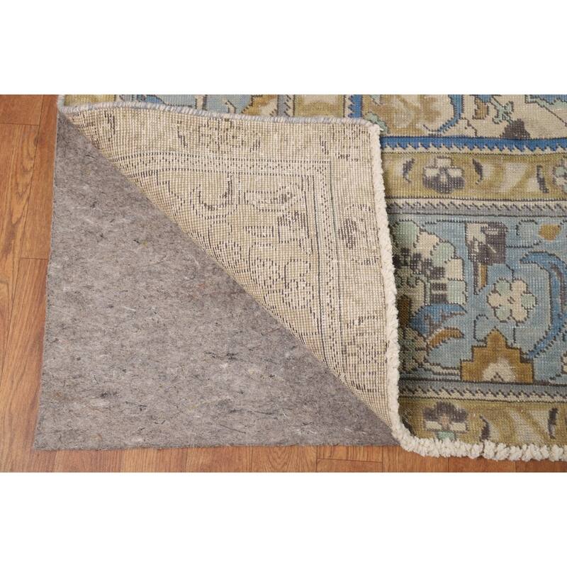 Blue Medallion Tabriz Persian Rug Hand-Knotted Oriental Wool Carpet - 9'6"x 12'8"