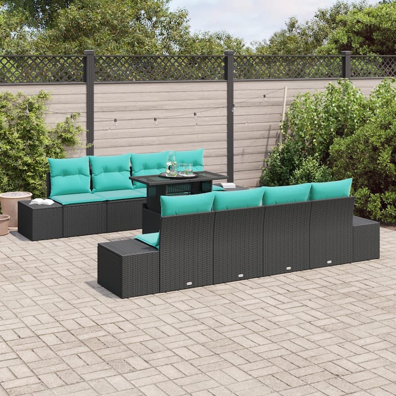 vidaXL 9 Piece Garden Sofa Set with Cushions - 115.8×24.4×27.2