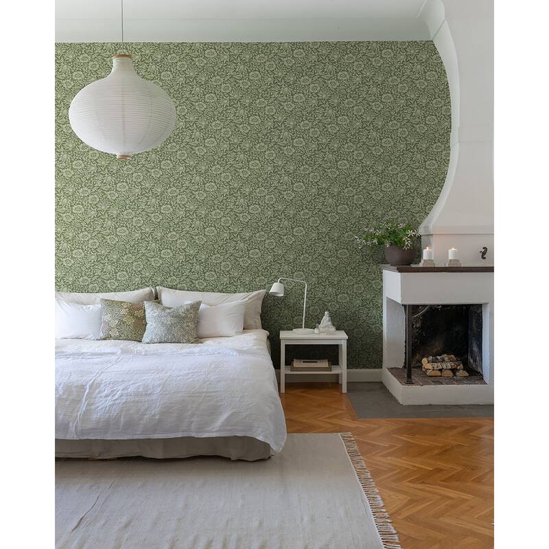 A-Street Prints Mallow Dark Green Floral Vine Wallpaper