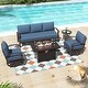 preview thumbnail 113 of 145, Aluminum Patio Outdoor Sectional Sofa Set with Fire Pit, Swivel Rocking Chairs and Ottomans