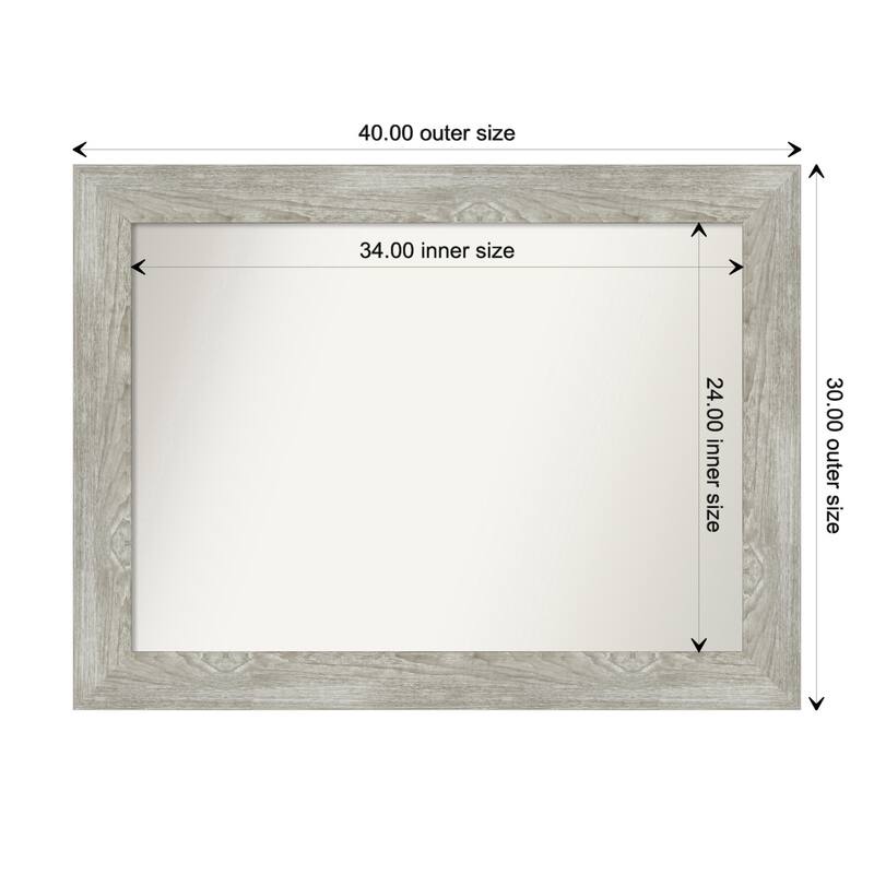 Dove Greywash Framed Non-Beveled Custom Wall Mirror, Bathroom Vanity Mirror - Outer Size: 40 x 30