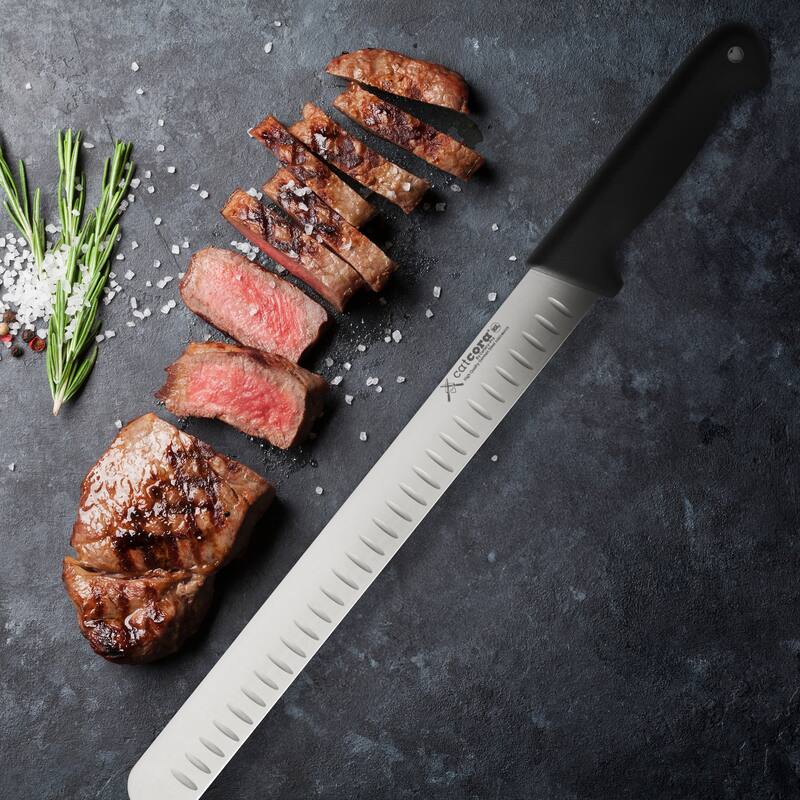 CatCora Granton Slicer Knife, Professional 12-Inch German Steel Blade, Ergonomic Soft-Grip Handle, NSF-Certified Kitchen Knife