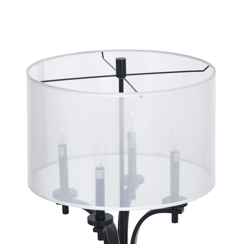 StyleCraft Bellamy Candelabra Floor Lamp - Corcy Gold & Black - White Shade