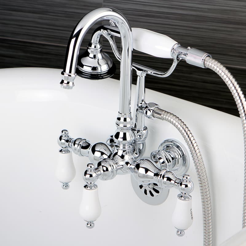 Kingston Brass Aqua Vintage Wall Mount Clawfoot Tub Faucet - Polished Chrome