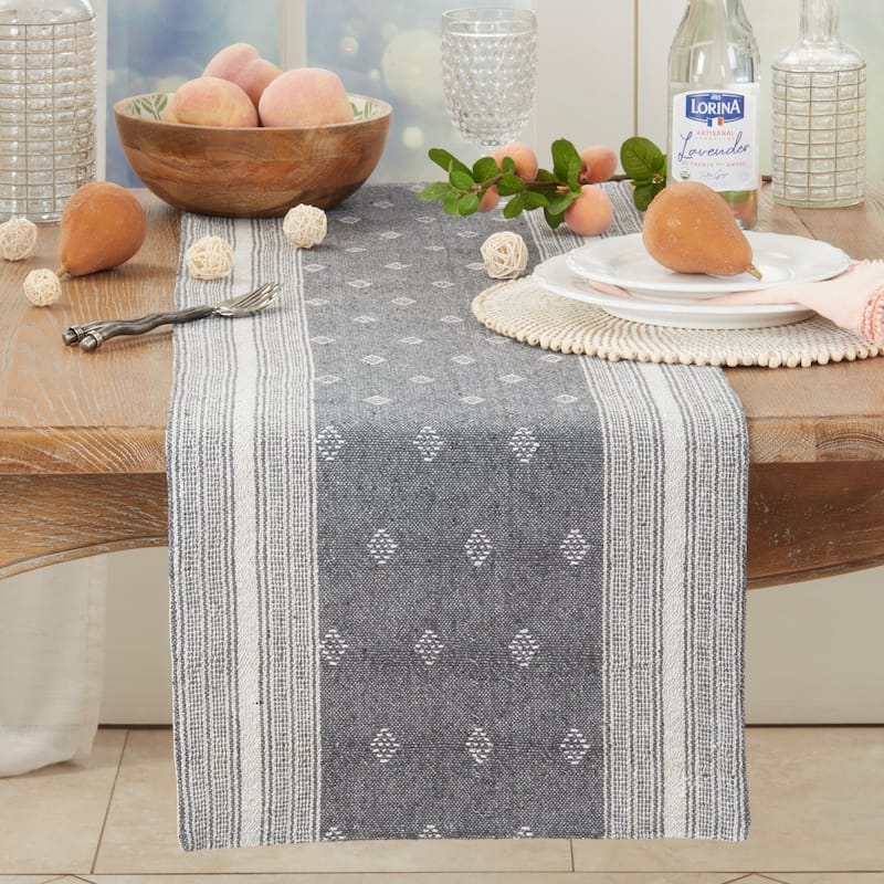 Diamond Patterned Woven Stripe Table Runner - 16"x72"