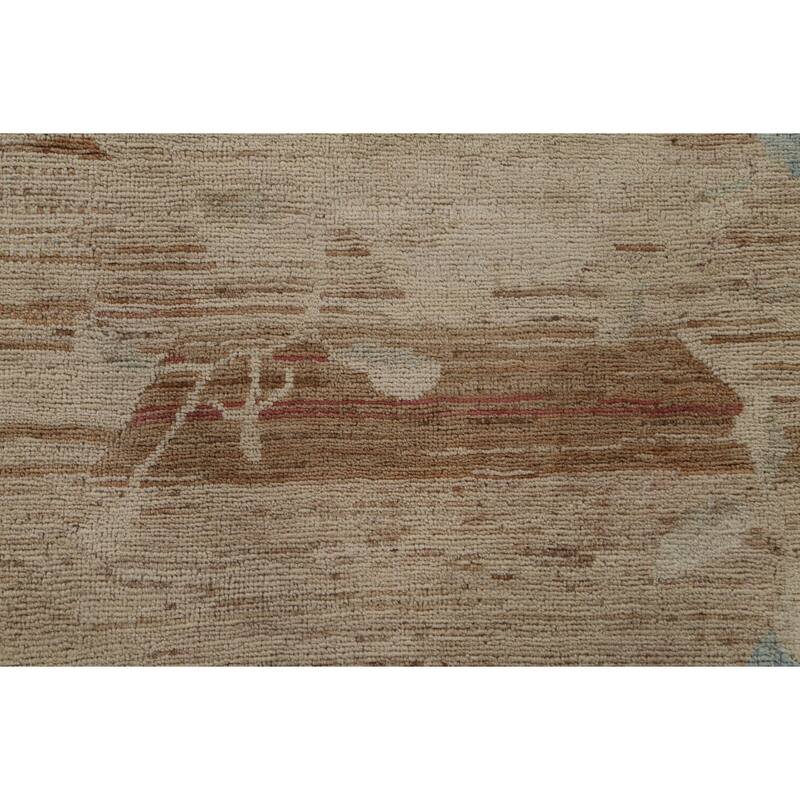 Hand Knotted Oriental 100% Wool Carpet Transitional Abstract Beige & Ivories Oushak Area Rug - 13' 6'' X 9' 7''