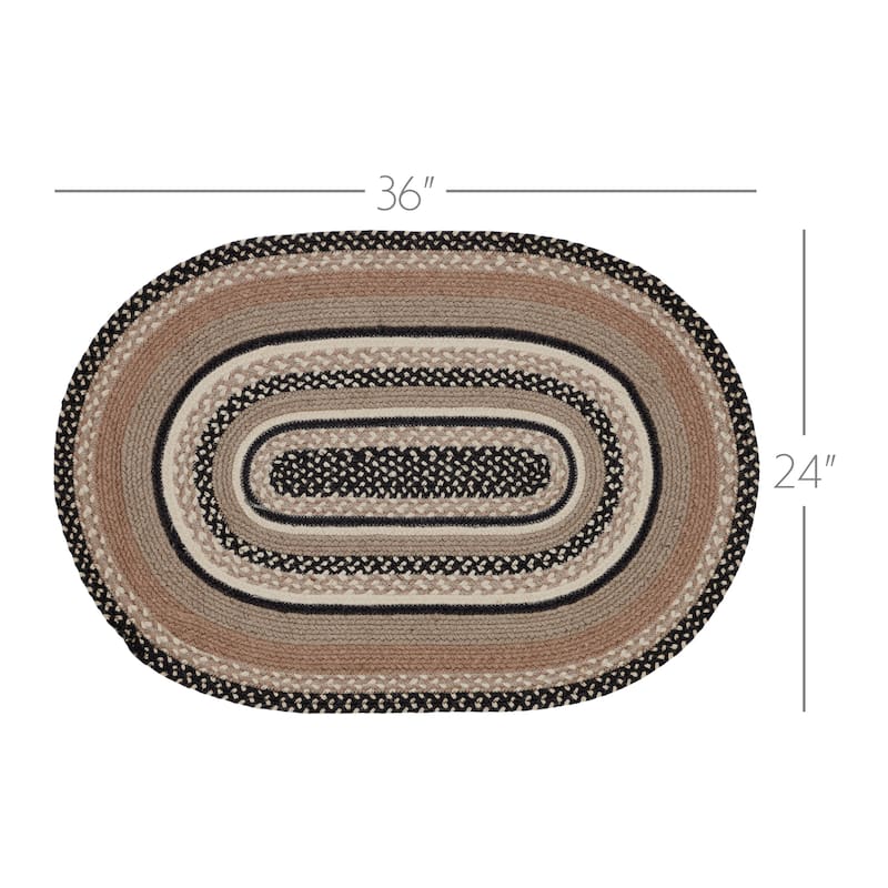 Sawyer Mill Charcoal Creme Jute Rug Oval w/ Pad 24x36 - 3'6"
