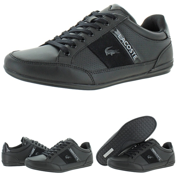 lacoste mens black leather shoes