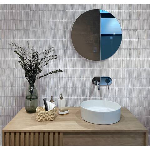 Apollo Tile Silver White 12-in x 129-in Traingle Polished , Matte Glass Mosaic Tile (5.38 Sq ft/case)