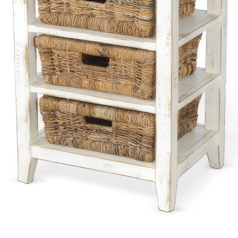 16 in. White Rectangle Wood End Table, Sturdy Build End Side Table for Living Rooms