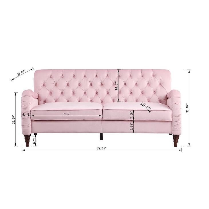 Chesterfield Plush Sofa, Buttons Tufted Reclining Loveseat Sloped Arms