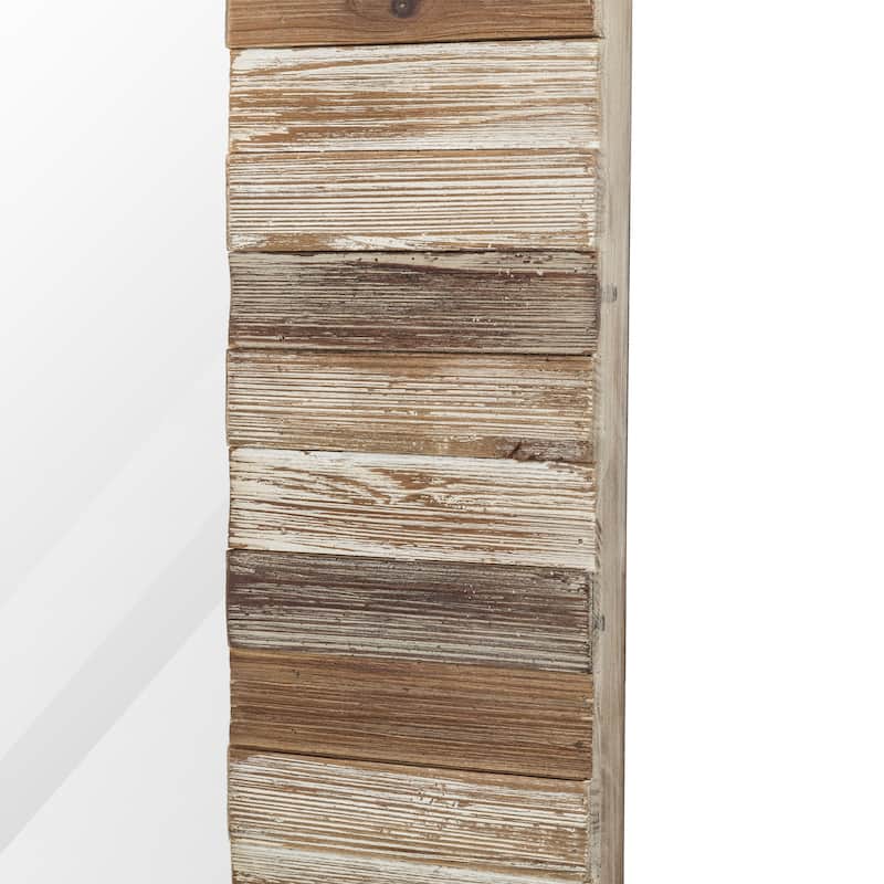 Glitzhome Set of 2 39.75"H Farmhouse Rectangle Wooden Frame Wall Mirrors - 30"L x 39.5"H