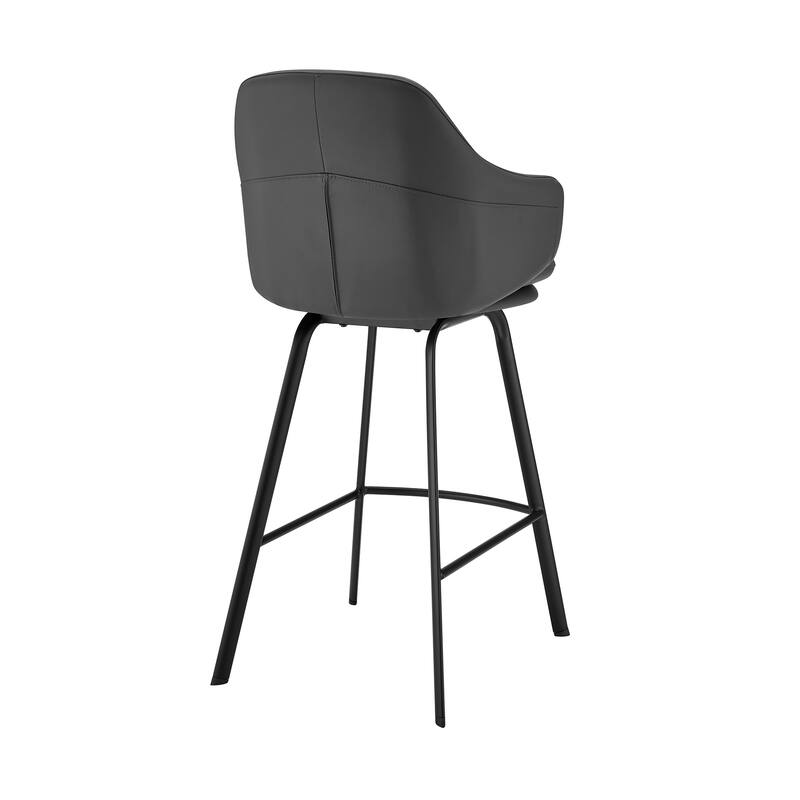 Brigden Faux Leather Upholstered Bar or Counter Swivel Stool - Black matte powder coating