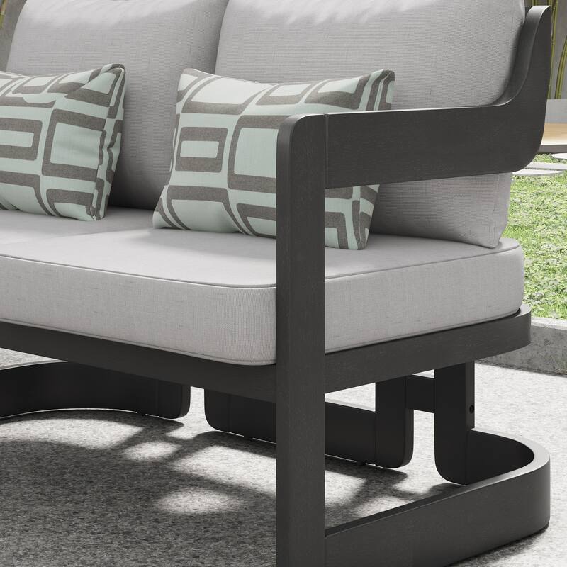 Corvus Rosario Acacia Outdoor Loveseat with Olefin Cushions and Sunbrella Pillows