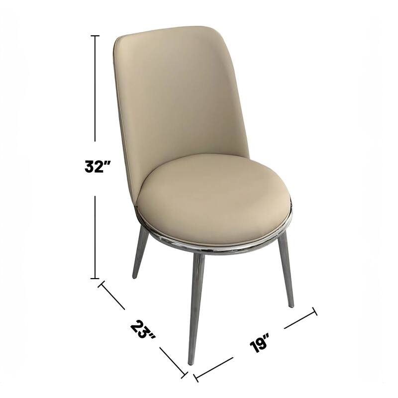 Set of 2 Leatherette and Metal Dining Side Chairs