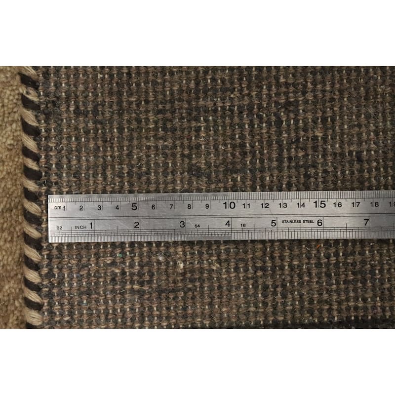Hand Knotted Oriental 100% Wool Carpet Modern Stripe Brown Gabbeh Runner Rug - 4' 8'' X 2' 5''