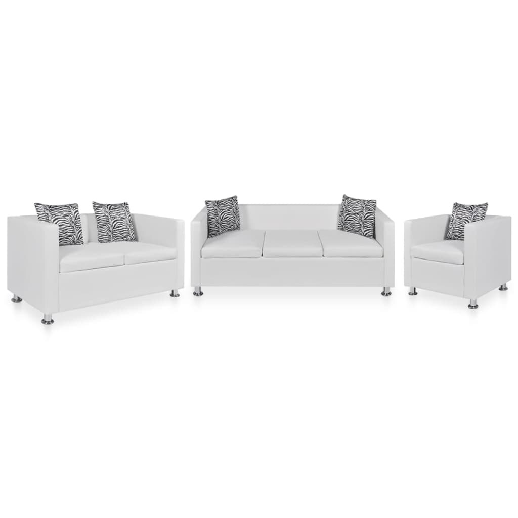 Shop Vidaxl Sofa Set Armchair 2 Seater 3 Seater White Faux Leather Overstock 31965738