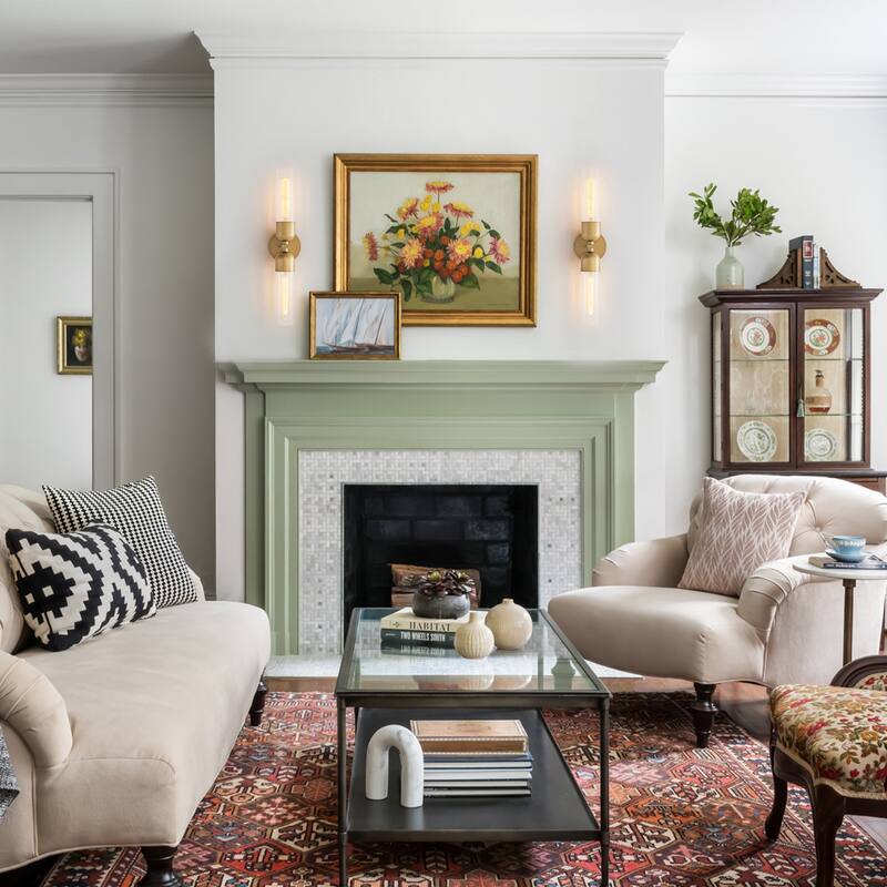 Modern 2-Light Wall Sconce with Ribbed Glass Tube Shades - Brass - 5" W x 4.6" D x 23.4" H