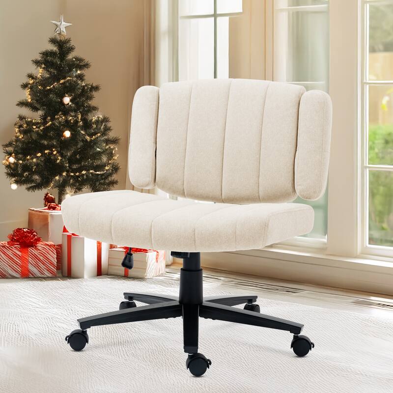 Home Office Chair, Fabric Criss Cross Swivel Desk Chair with Wheel, Adjustable Height Computer Chair for Study Work Gaming