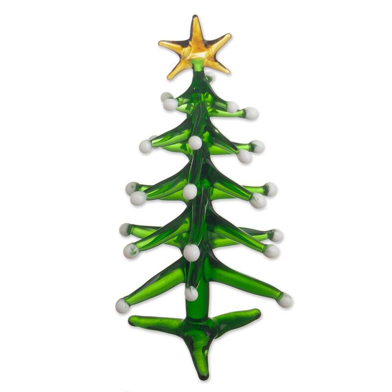 Novica Handmade Star On Top Blown Glass Statuette