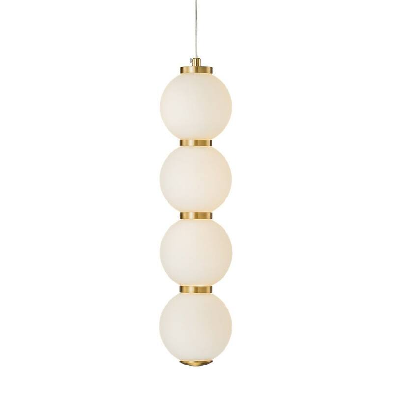 4-Light Vertical String Opal Glass Globe Pendant Light - Dimmable LED