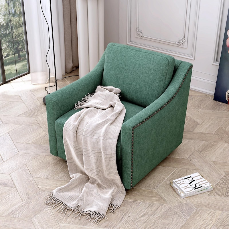360° Swivel Armchair in Cotton Linen Fabric
