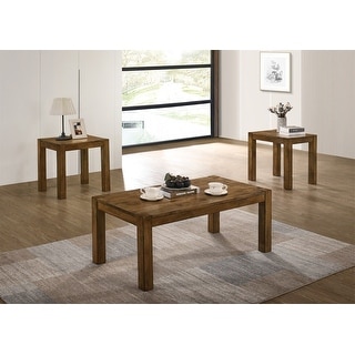 Solid Wood 3 Piece Coffee Table Set in Brown - Bed Bath & Beyond - 33767519