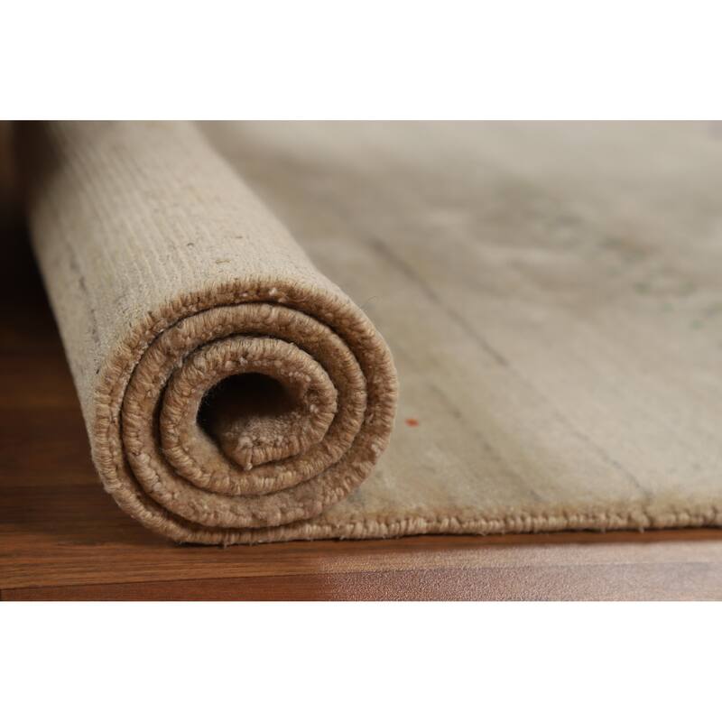 Tribal Gabbeh Indian Foyer Rug Handmade Accent Beige Silk Carpet - 3'1"x 4'11"