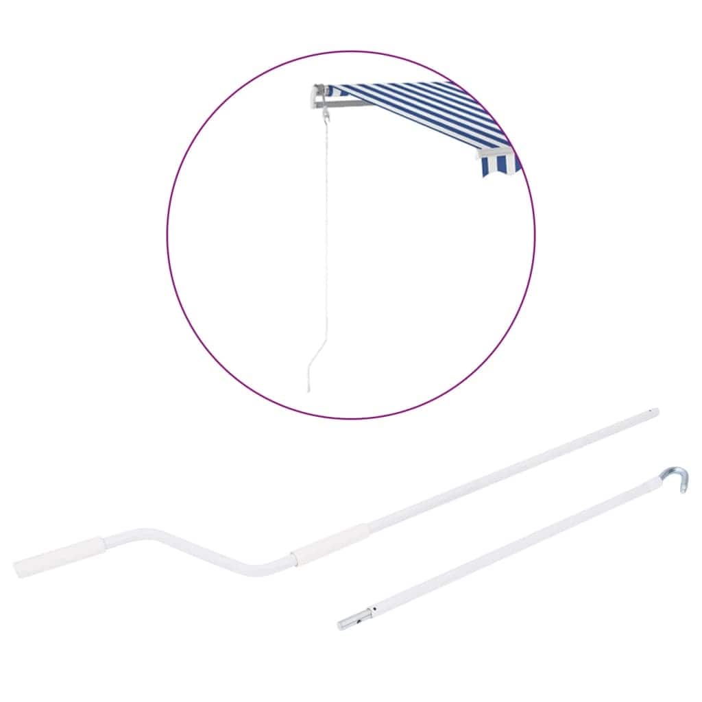 vidaXL Awning Hand Crank White and Silver Steel, Plastic Standard