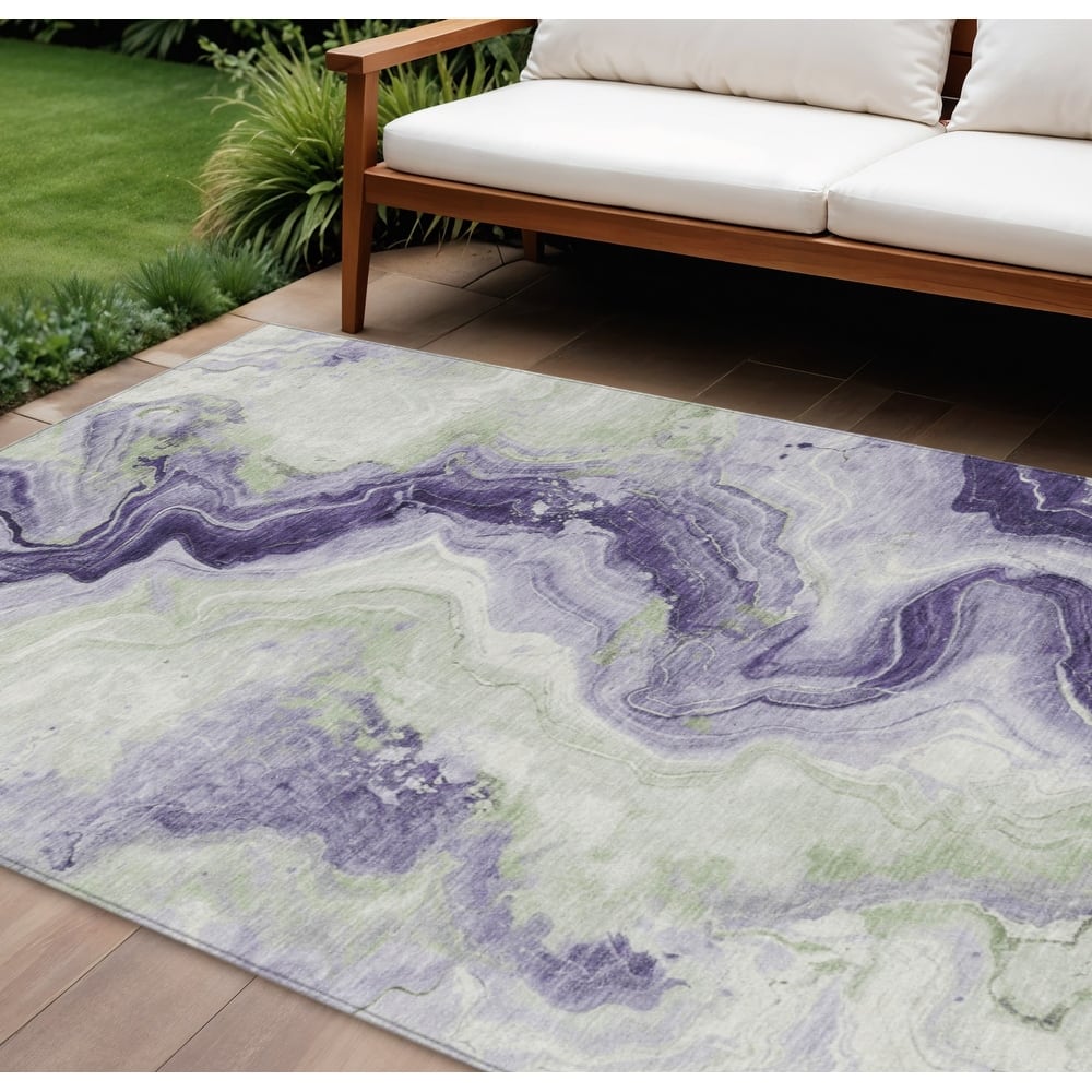 HomeRoots Abstract Transitional Rectangle Outdoor Rug