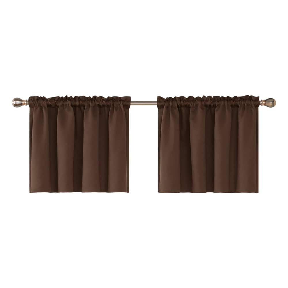Rod Pocket Solid Window Valance for Kitchen (2 Panels)