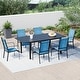 preview thumbnail 150 of 174, Patio Dining Set, Outdoor Dining Table and Chairs Set with Textilene Chairs, Adjustable Umbrella Hole for Garden, Backyard 7/9 Piece-Expandable - Blue