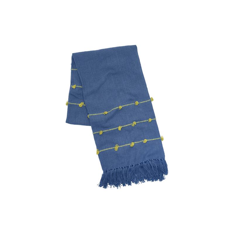 50" x 60" Tabb Indigo & Citron Handcrafted Textured Tufts Throw Blanket