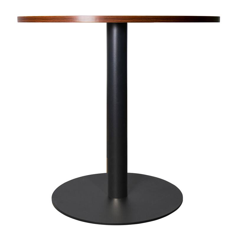 Vail Round Dining Table with 27 in. MDF Tabletop in Black Stainless Steel Round Pedestal Base with Gold Accent Kitchen Table
