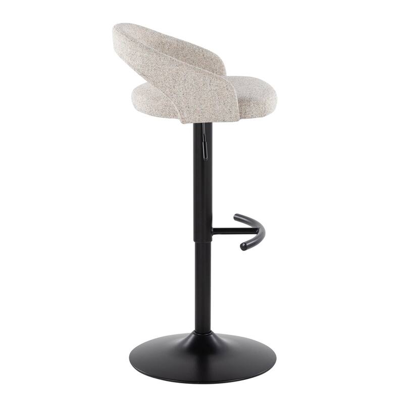 Grotto Upholstered Adjustable Barstool with Black Metal - Set Of 3