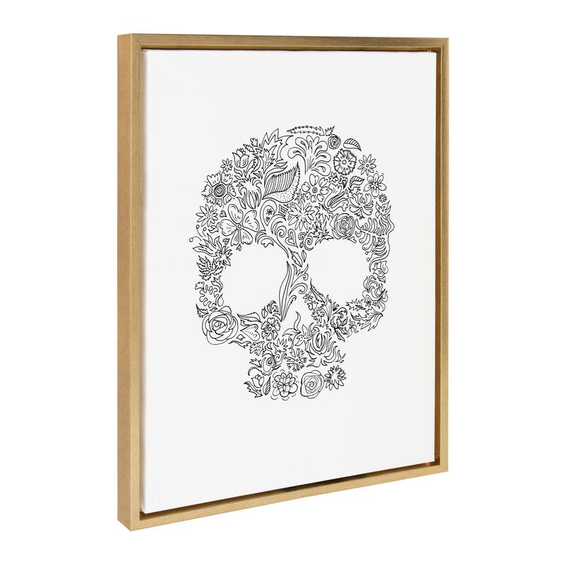 Kate and Laurel Sylvie Skull Print Framed Canvas by Viola Kreczmer - 18x24