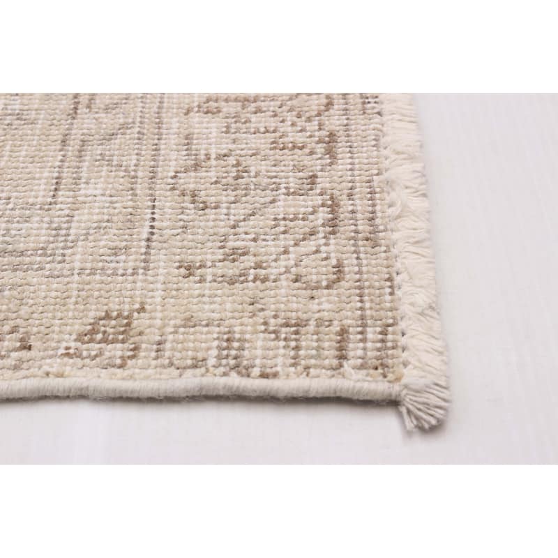 ECARPETGALLERY Hand-knotted Antalya Vintage Khaki Wool Rug - 9'3 x 12'2