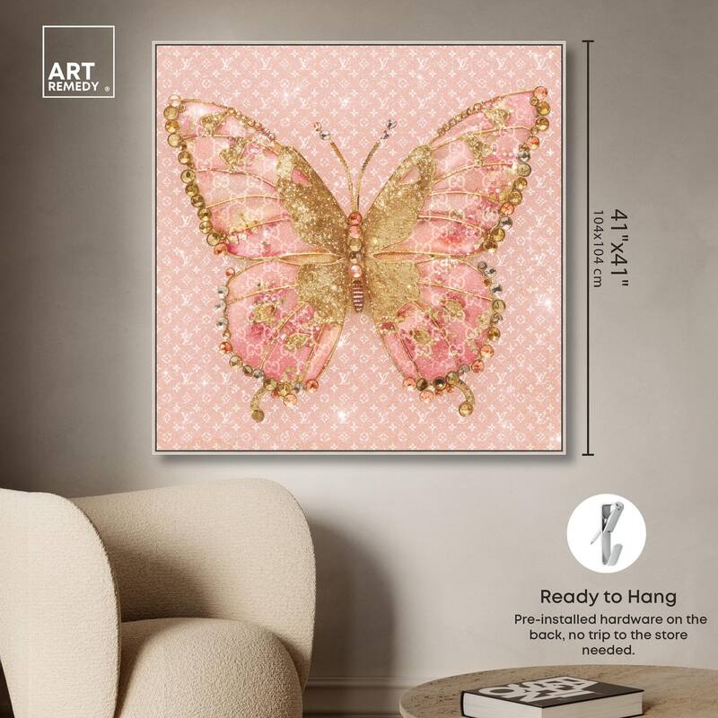 Glittering Elegant Butterfly Blush Canvas by Art Remedy