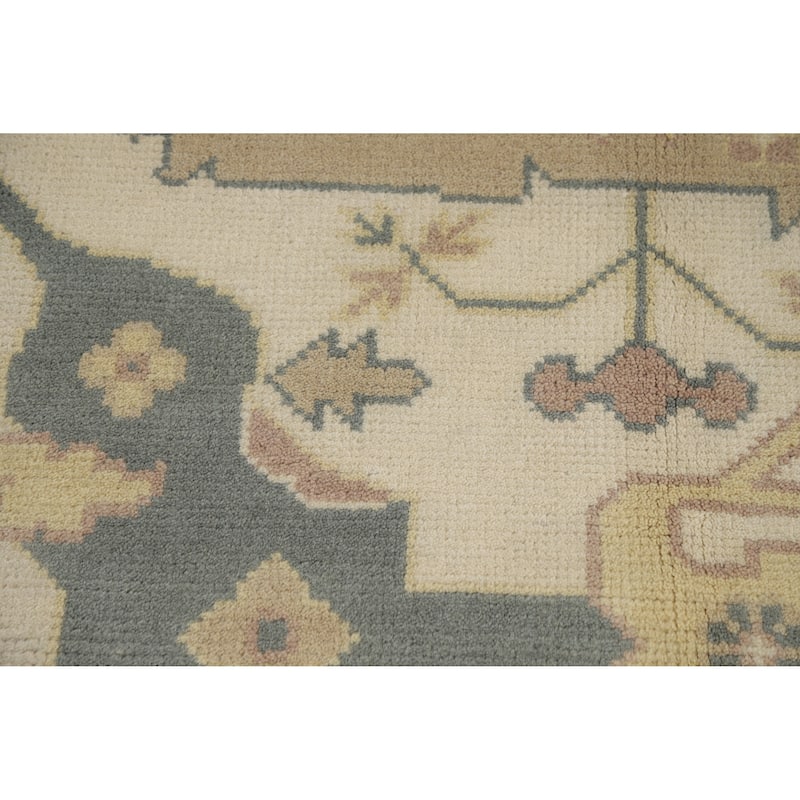 Earth Tone Oushak Indian Area Rug Hand-Knotted Wool Carpet - 7'11" x 10'3"